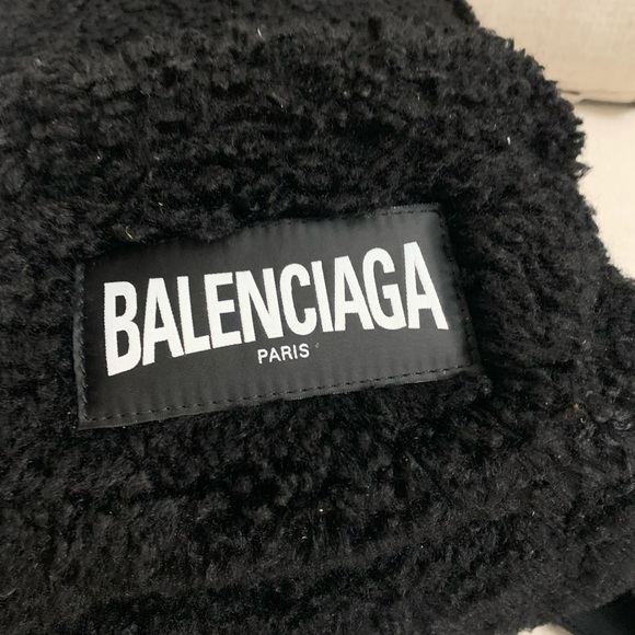 BALENCIAGA Logo Faux Shearling Backpack - Picture 9 of 14